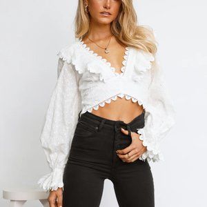 Hello Molly Call For Me Crop Top White Size XS